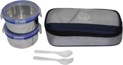 

Blue Birds hot and cold airtight stainless steel 2 Containers Lunch Box(1000 ml), Silver