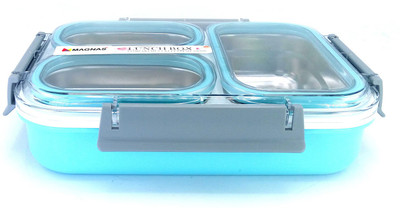 

Magnas Magnas™ Tedemei Stainless Steel Lunch Box with 3 Compartments 1.2ltrs, Tiffin Box, Snacks Box with removable inner bowls (Blue) 3 Containers Lunch Box(1200 ml)