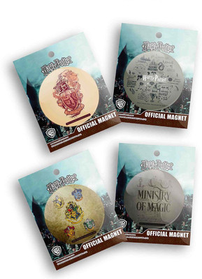 

Mc Sid Razz Official "Harry Potter" Gift Set/Birthday Gift/Return Gift - Combo Pack Of 4 Fridge Magnets with Bottle Opener ( Gryffindor + Grey + House crest 2 + Ministry of Magic ) Fridge Magnet Pack of 4(Multicolor)