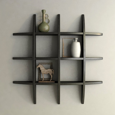 

TECH DECOR Wall Shelf Rack Globe Shape Wooden Wall Shelf(Number of Shelves - 6, Black)