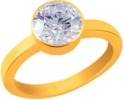freedom Certified Zircon (American Diamond) Gemstone 8.25 Ratti or 7.50 Carat for Male & Female Panchdhatu 22K Gold Plated Alloy Ring