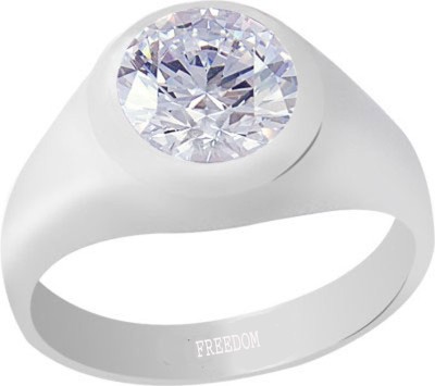 freedom Certified Zircon (American Diamond) Gemstone 9.25 Ratti or 8.41 Carat for Male Sterling Silver Ring