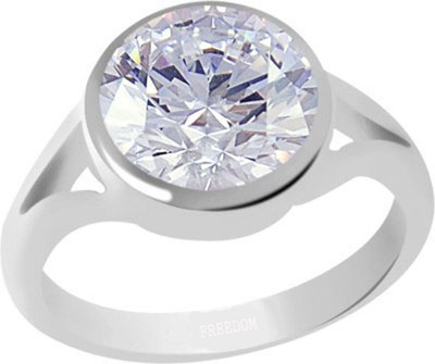 freedom Certified Zircon (American Diamond) Gemstone 7.25 Ratti or 6.60 Carat for Male & Female Sterling Silver Ring