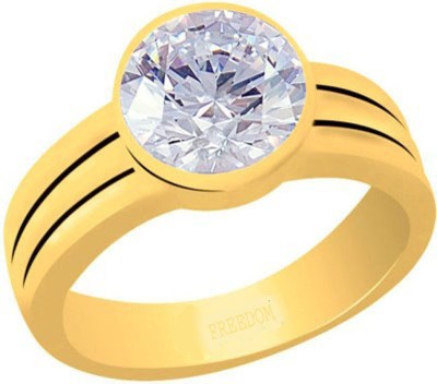 freedom Certified Zircon (American Diamond) Gemstone 5.25 Ratti or 4.78 Carat for Male & Female Panchdhatu 22K Gold Plated Alloy Ring