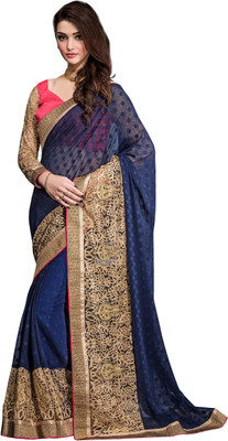 

Khushali Self Design, Embroidered, Embellished Fashion Jacquard Saree(Blue, Pink, Beige), Beige;blue;pink