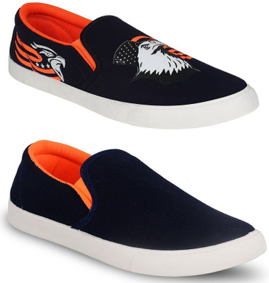 

Chevit Men's Combo of 2 Black & Orange Sneakers For Men(Black, Orange