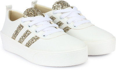 

Shoetopia Sneakers For Women(White, Gold