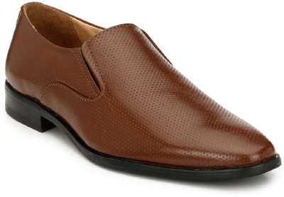

Hirel's Brown Perforatd Genine Leather Slip Ons Corporate Casuals For Men(Brown