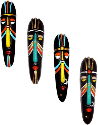 

Hand Artz Terracotta Home Decorative Wall Hanging Multicolour Hawaian Mask Pair Combo Decorative Showpiece - 20 cm(Terracotta, Multicolor)