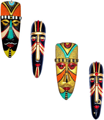 

Hand Artz Home Decorative Terracotta Wall Hanging Multicolour Hawaian Mask Pair & Egyptian Mask Combo Decorative Showpiece - 20 cm(Terracotta, Multicolor)