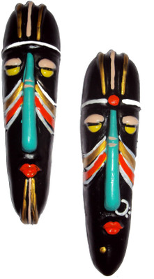 

Hand Artz Terracotta Home Decorative Wall Hanging Multicolour Hawaian Mask Pair Decorative Showpiece - 20 cm(Terracotta, Multicolor)
