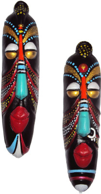 

Hand Artz Terracotta Home Decorative Wall Hanging Multicolour Hawaian Mask Pair Decorative Showpiece - 27.5 cm(Terracotta, Multicolor)