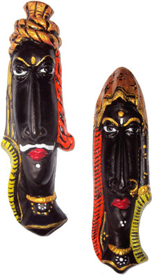 

Hand Artz Terracotta Home Decorative Wall Hanging Multicolour Rajasthani Couple Pair Decorative Showpiece - 20 cm(Terracotta, Multicolor)