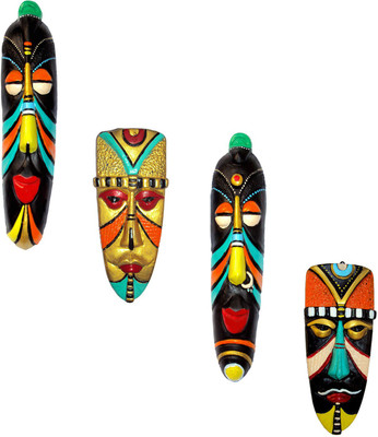 

Hand Artz Home Decorative Terracotta Wall Hanging Multicolour Tango Mask Pair & Egyptian Mask Combo Decorative Showpiece - 27.5 cm(Terracotta, Multicolor)