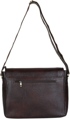 

American-Elm Men & Women Casual Black Genuine Leather Sling Bag