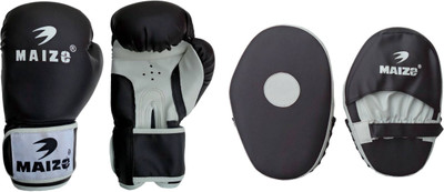 

Maizo Boxing Punching Mitts Combo With Striker Training 12 Oz Boxing Gloves (, Black, White