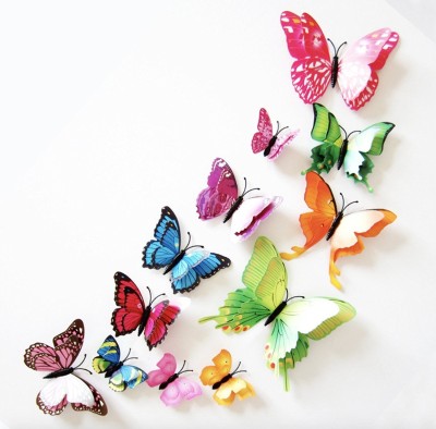 IDREAM 30.48 cm 12pcs Double Layer 3D PVC Magnet Butterfly DIY Double-sided Sticker(Pack of 12)