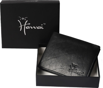 Hawai Men Black Genuine Leather Wallet(5 Card Slots)