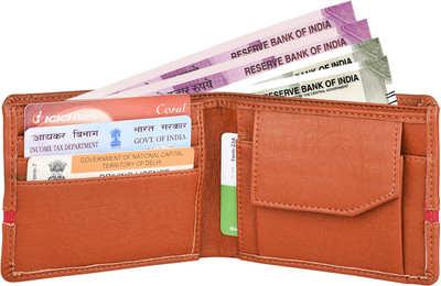 

Billionbag Men Tan Artificial Leather Wallet(7 Card Slots)