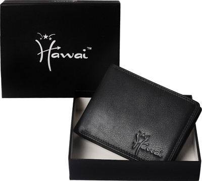 Hawai Men Black Genuine Leather Wallet(5 Card Slots)