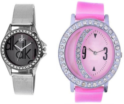 

YoChoice Beuty Fool Combo Colored Pink rose in black forest Watch - For Girls