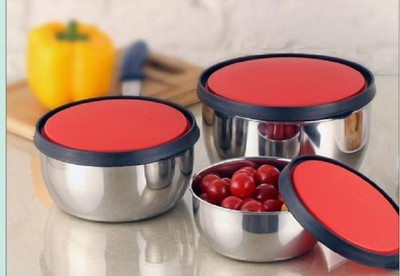 

Sayee Stainless Steel Glossy Red Bowl Stainless Steel Bowl Set(Red, Pack of 3)