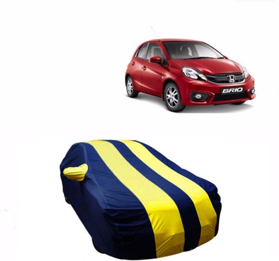 CoNNexXxionS Car Cover For Honda Brio (With Mirror Pockets)(Blue, Yellow)