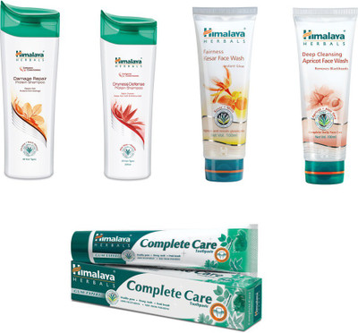 

Himalaya Damage Repair Protein Shampoo, Dryness Defense Protein Shampoo, Fairness Kesar Face Wash, Deep Cleansing Apricot Face Wash, Toothpaste(Set of)