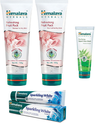 

Himalaya refreshing fruit pack, neem face wash, sparkling white paste(Set of)