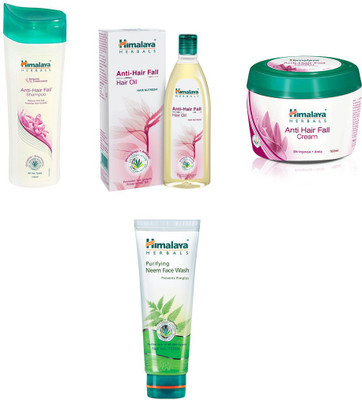 

Himalaya anti hair fall shampoo, anti hair fall oil, anti hair fall cream, neem face wash(Set of)