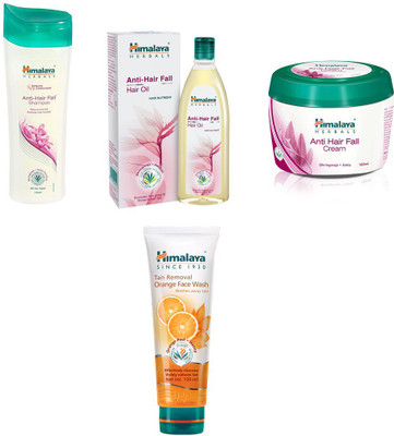 

Himalaya anti hair fall shampoo, anti hair fall oil, anti hair fall cream, tan removal face wash(Set of)