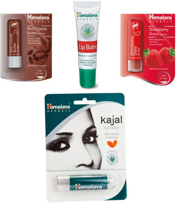 

Himalaya Rich Cocoa Butter Lip Care, Lip Balm, Strawberry Shine Lip Care, Kajal Eye Definer(Set of)