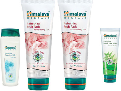 

Himalaya refreshing fruit pack, refreshing cleansing milk, neem face wash(Set of)