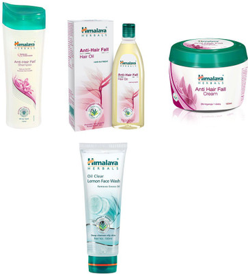 

Himalaya anti hair fall shampoo, anti hair fall oil, anti hair fall cream, lemon face wash(Set of)