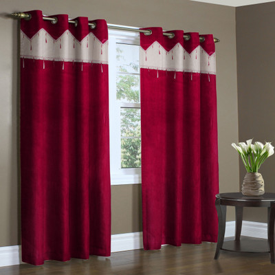 

Home Candy 274 cm (9 ft) Polyester Long Door Curtain (Pack Of 2)(Solid, Maroon)