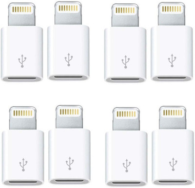 

YTM (Pack of 8) Micro Usb Female To 8-Pin Lightning Male Adaptor Adapter Converter Lightning Cable(White)