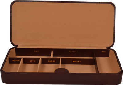 

ZINT 7 Compartments LEATHER Office Organizer(Brown)