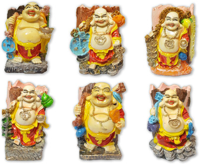 

SSEmp 1 Compartments Polyresin Laughing Buddha Lucky Charm Feng-Shui Good Luck Pen Stand(Multicolor)