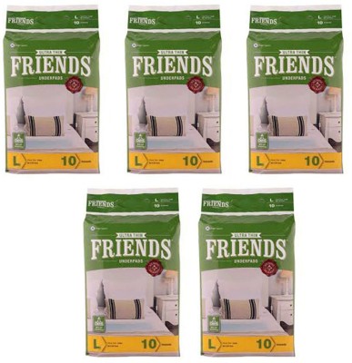 

Friends CLASSIC ULTRATHIN UNDERPADS (SET OF 5 PACKS OF 10 SHEETS EACH) Adult Diapers - L(50 Pieces)