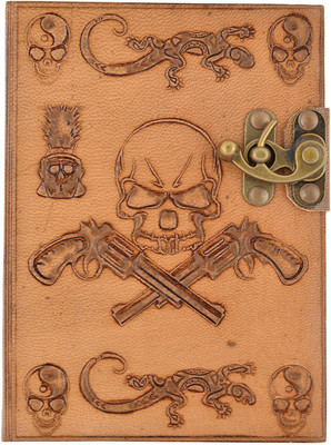 

Hare Krishna Handicrafts Regular Diary(Danger emboss handicraft antique leather journal, Tan)