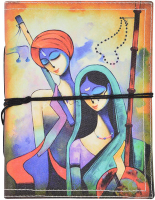 

Hare Krishna Handicrafts A5 Diary(krishna devotees painting canvas cover handicraft diary, Multicolor)