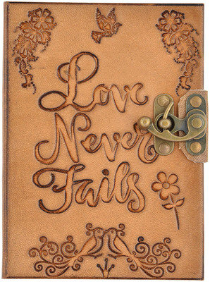 

Hare Krishna Handicrafts Regular Diary(Love Never Fails handmade paper Genuine leather diary, Tan)