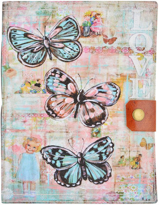 

Hare Krishna Handicrafts A5 Diary(Love Butterfly print canvas handmade paper journal with leather closer, Multicolor)