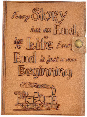 

Hare Krishna Handicrafts Regular Diary(Every Story english quote emboss leather diary journal, Tan)