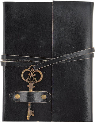 

Hare Krishna Handicrafts Regular Diary(Black Leather handmade Journal with key, Black)