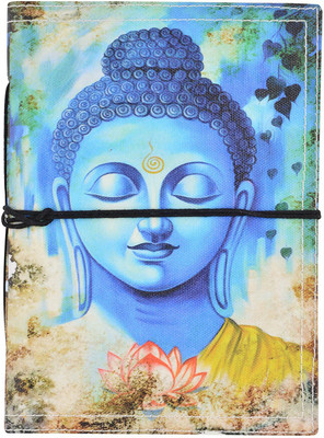 

Hare Krishna Handicrafts A5 Diary(Buddha with lotus painting print canvas handmade paper diary, Multicolor)