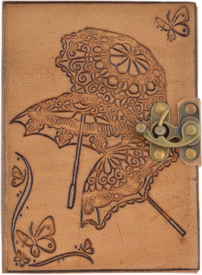 

Hare Krishna Handicrafts Regular Diary(Umbrella rainy season emboss recyled Cotton handmade paper leather diary, Tan)
