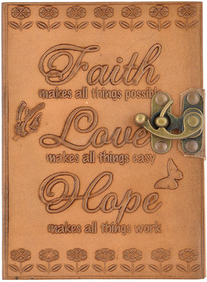 

Hare Krishna Handicrafts Regular Diary(Faith Hope Love handmade paper leather diary journal, Tan)
