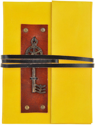 

Hare Krishna Handicrafts Regular Diary(Yellow Leather journal with antique Key, Yellow)