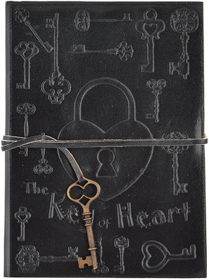 

Hare Krishna Handicrafts Regular Diary(Key of Heart emboss black leather handmade paper diary, Black)
